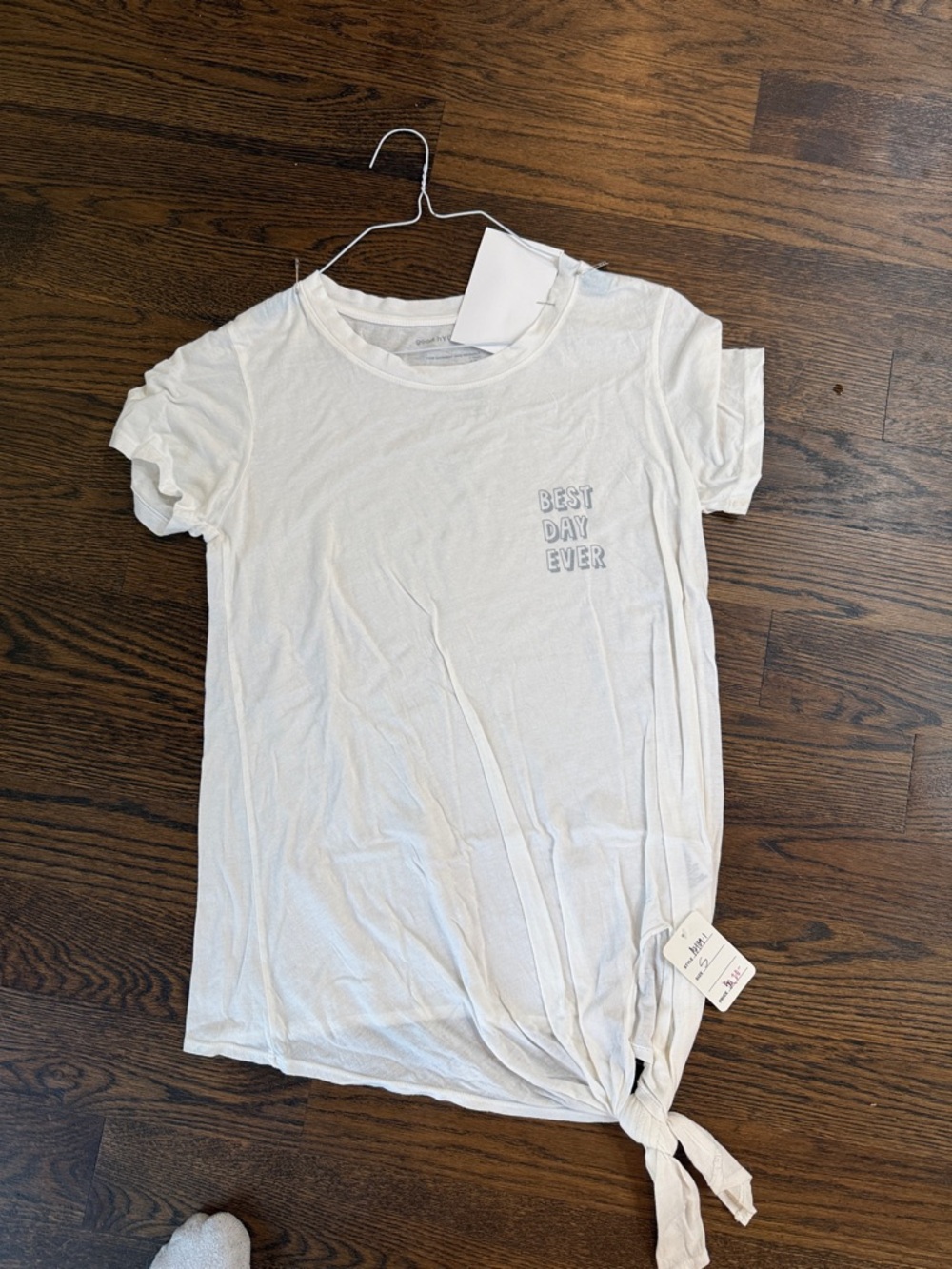 White 'Best Day Ever' Tie-Hem Tee